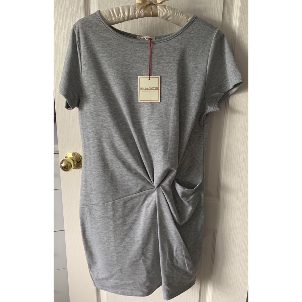 Gray Cinched Waist Dress
